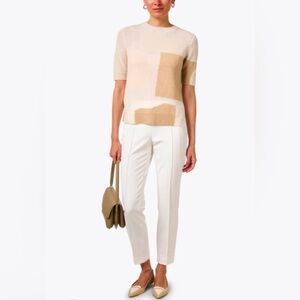 Lafayette 148 gramercy white stretch pin tuck pants